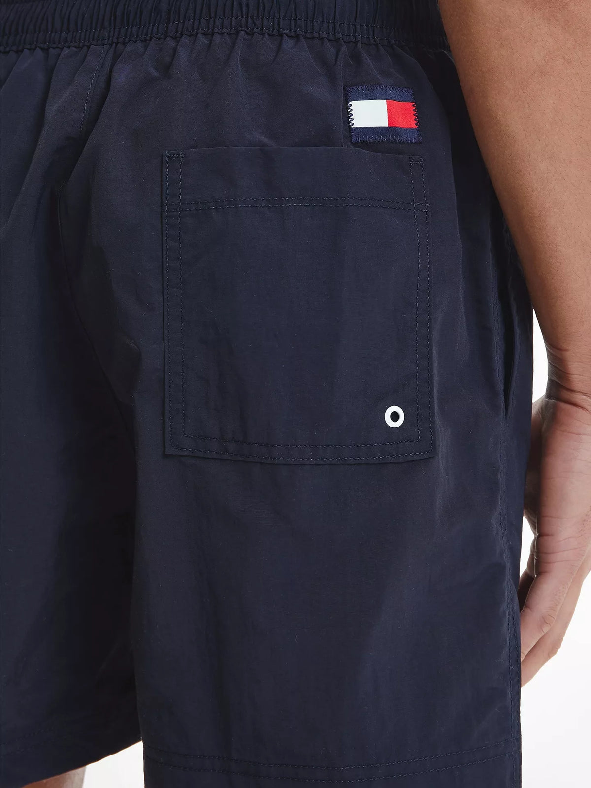 Tommy Hilfiger Men's Flag Drawstring Mid Length Slim Fit Swim Shorts Trunks Navy