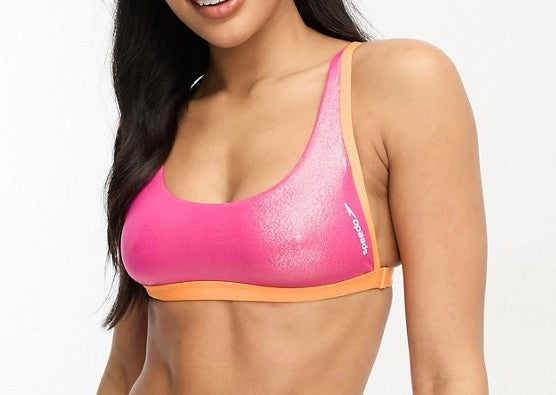 Speedo Women's FLU3NTE Solid Foil Multiway Convertible Bikini Top - Pink