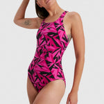 Speedo Women's Hyperboom Allover Medalist Swimsuit Swimming Costume Pink BNWT