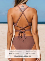 Cupshe Women's Mid-Rise Ribbed Triangle Bikini Swimsuit Swimming Costume BNWT