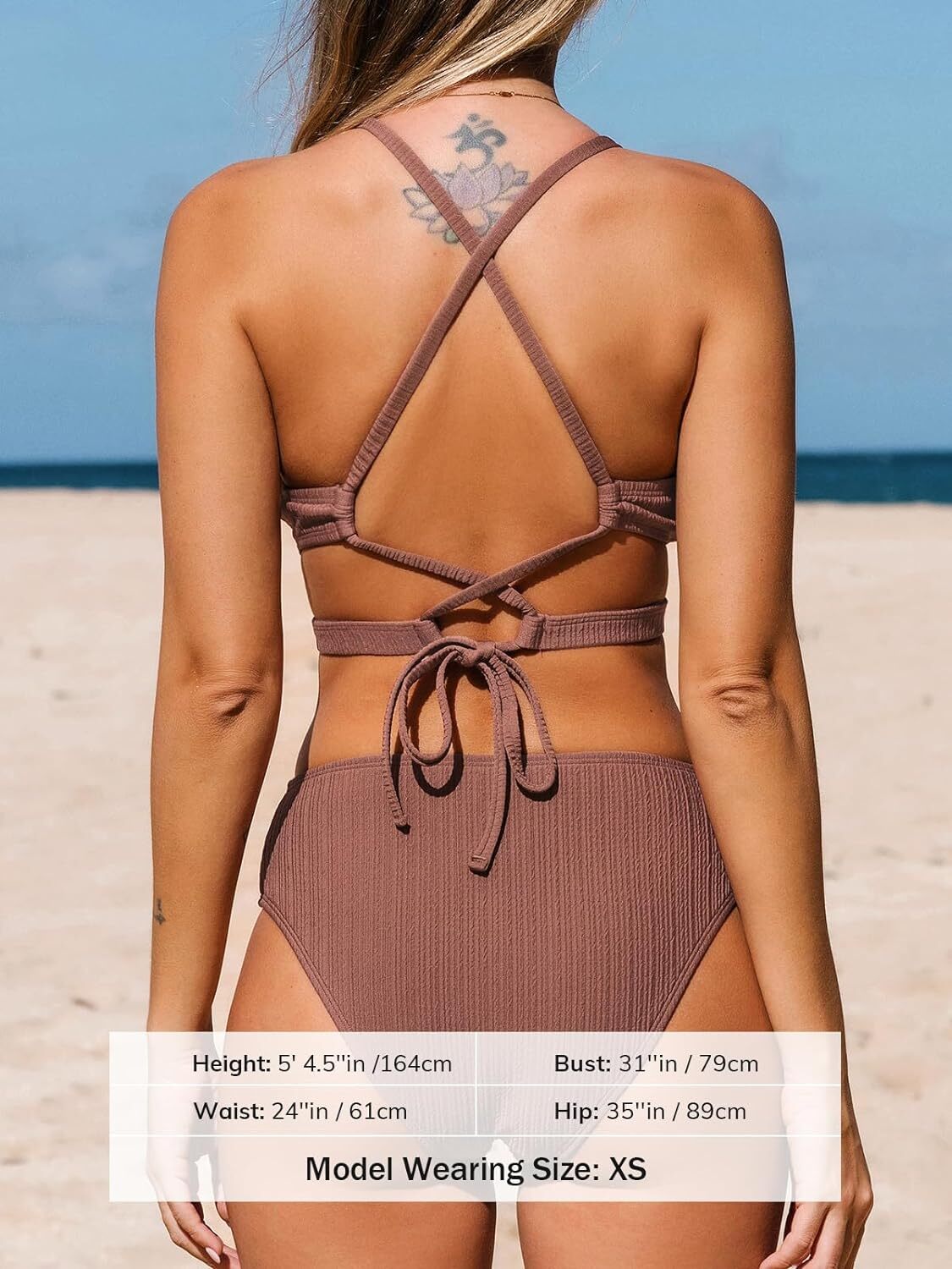 Cupshe Women's Mid-Rise Ribbed Triangle Bikini Swimsuit Swimming Costume BNWT