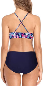 CharmLeaks Women's Padded High Neck Bikini Swimsuit Swimming Costume BNWT