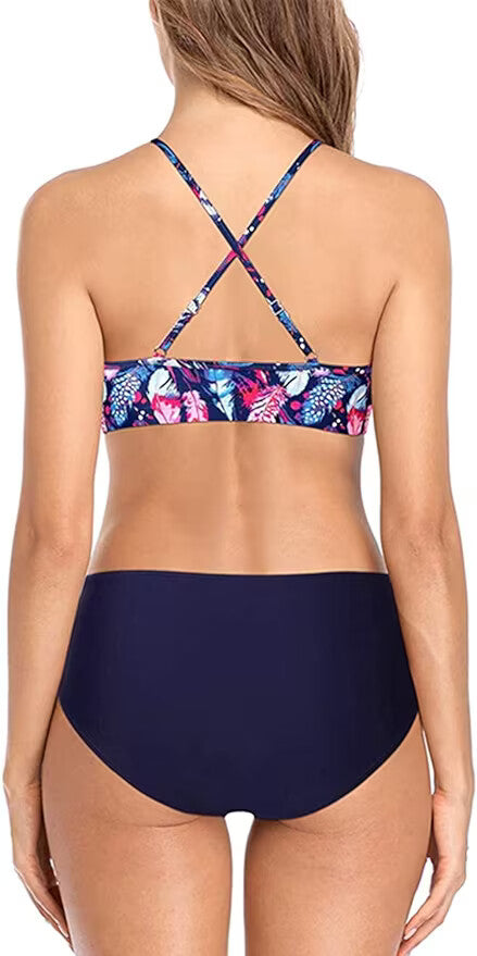 CharmLeaks Women's Padded High Neck Bikini Swimsuit Swimming Costume BNWT
