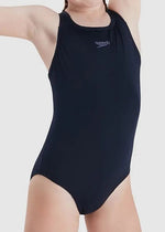 Speedo ECO Endurance+ Medalist Girls Junior Swimsuit Swimming Costume Navy BNWT
