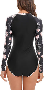 Ruuione Women's Rash Guard Front Zip Swimsuit Swimming Costume Long Sleeve BNWT