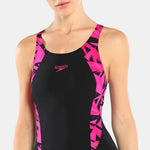 Speedo Women's Hyperboom Splice Legsuit Swimming Costume Swimsuit Pink BNWT