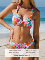 Cupshe Women's Knotted Floral Low Rise Bikini Swimsuit Swimming Costume BNWT