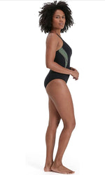 Speedo Women's Placement Muscleback Swimsuit Swimming Costume Black Blue BNWT