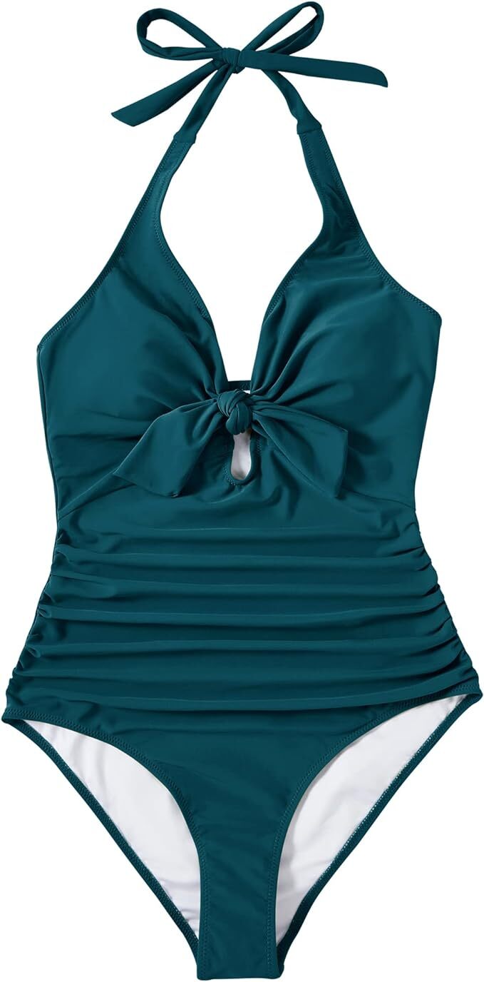 DOULAFASS Women's Tie Knot Halter Tummy Control Swimsuit Swimming Costume BNWT