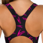 Speedo Women's Boom Logo Allover Medalist Swimsuit Swimming Costume BNWT