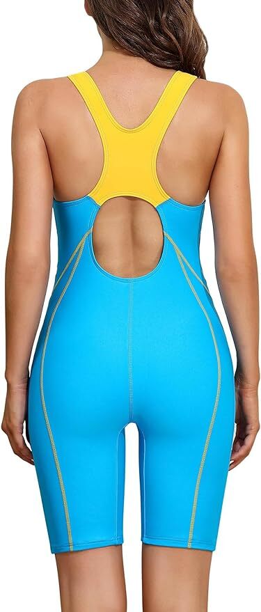 Attraco Women's Boyleg Legsuit Racerback Swimsuit Swimming Costume Kneeskin BNWT