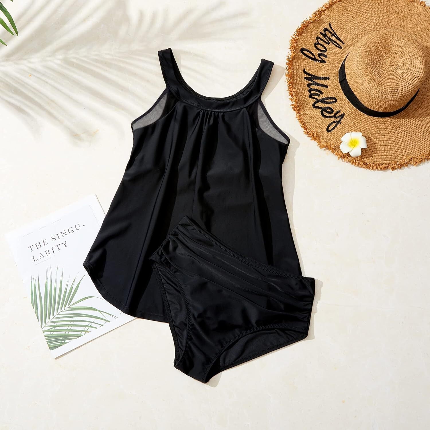 RXRXCOCO Women's Blouson Tankini Mesh High Neck Swimsuit Swimming Costume BNWT
