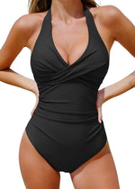 Cupshe Women's High Waist Tummy Control V Neck Swimsuit Swimming Costume BNWT