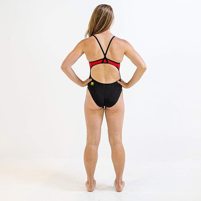 Finis Women's Skinback Splice Swimsuit Swimming Costume Black/Red BNWT