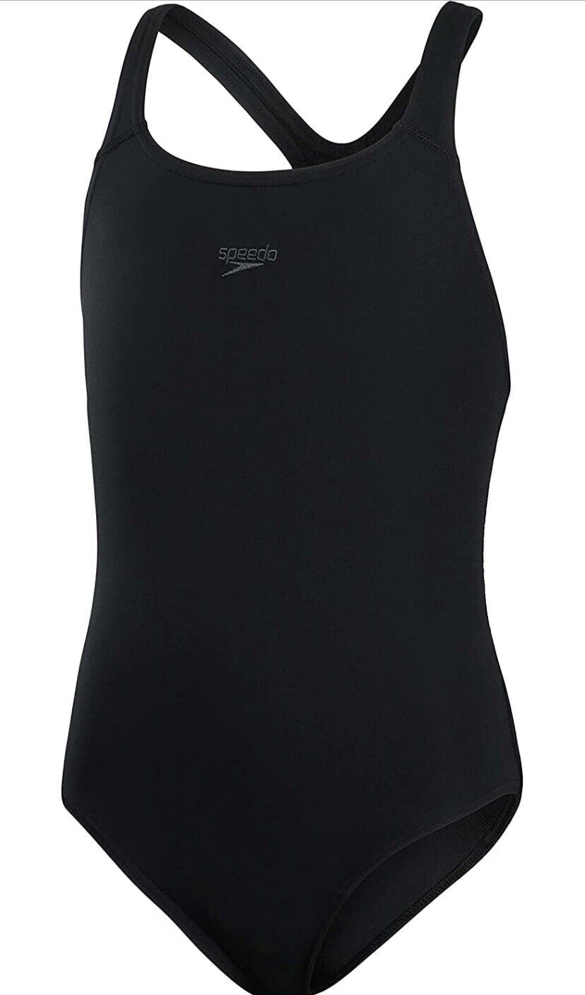 Speedo ECO Endurance+ Medalist Girls Junior Swimsuit Swimming Costume Black BNWT