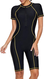 Jywmsc Women's Zip Front Rash Guard Legsuit Swimsuit Swimming Costume BNWT