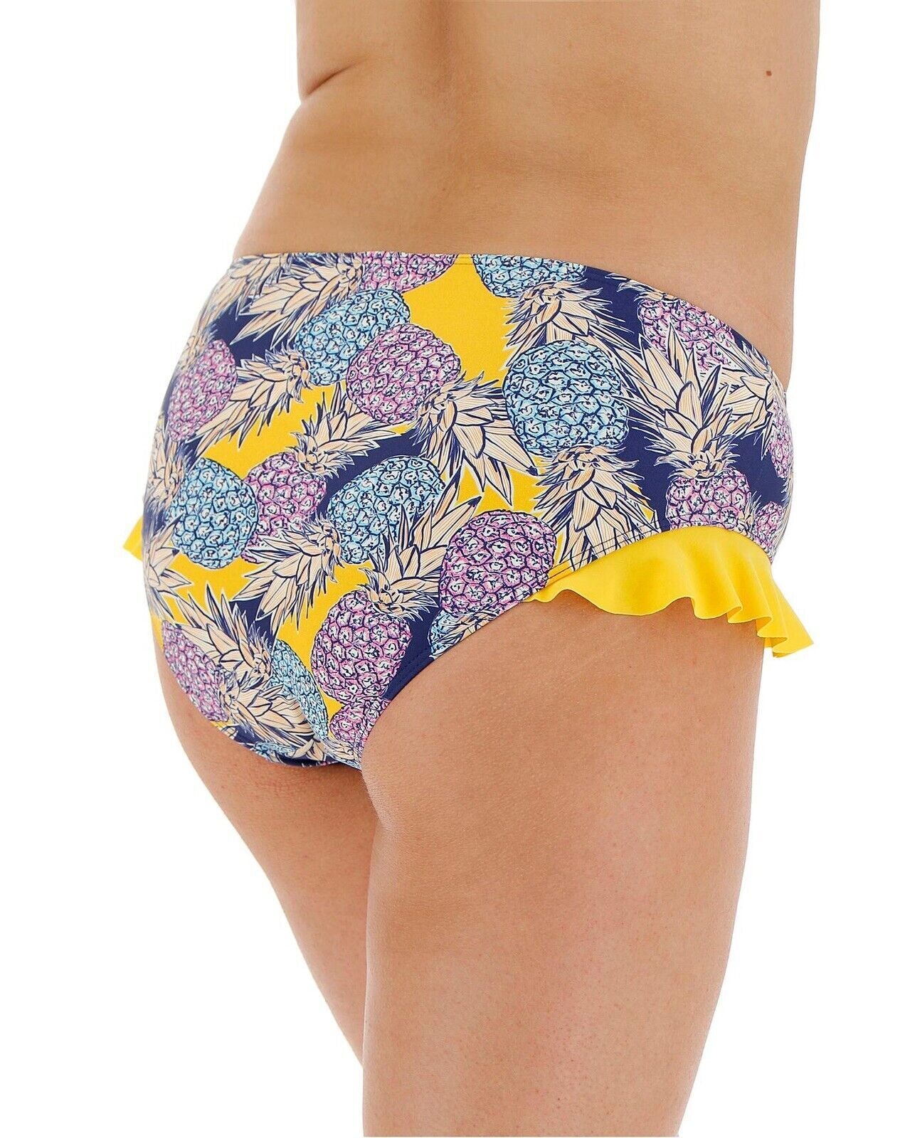 Simply Be Women's Pineapple Ruffle Bikini Briefs Bottoms Swimsuit Swimming BNWT
