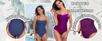 Derssity Women's Ruched Tummy Control Bandeau Twist Swimsuit Swimming Costume