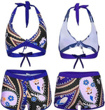 CheChury Women's Padded High Waist Push-Up Bikini Swimsuit Swimming Costume BNWT