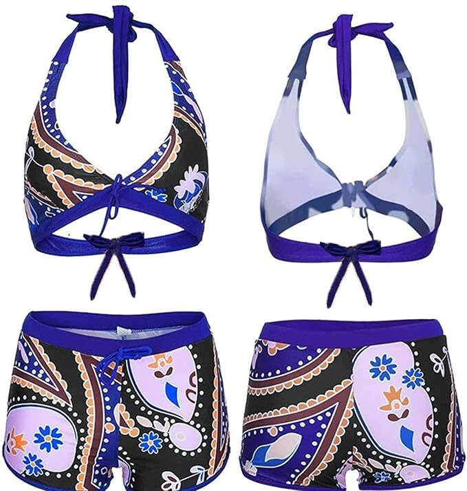 CheChury Women's Padded High Waist Push-Up Bikini Swimsuit Swimming Costume BNWT