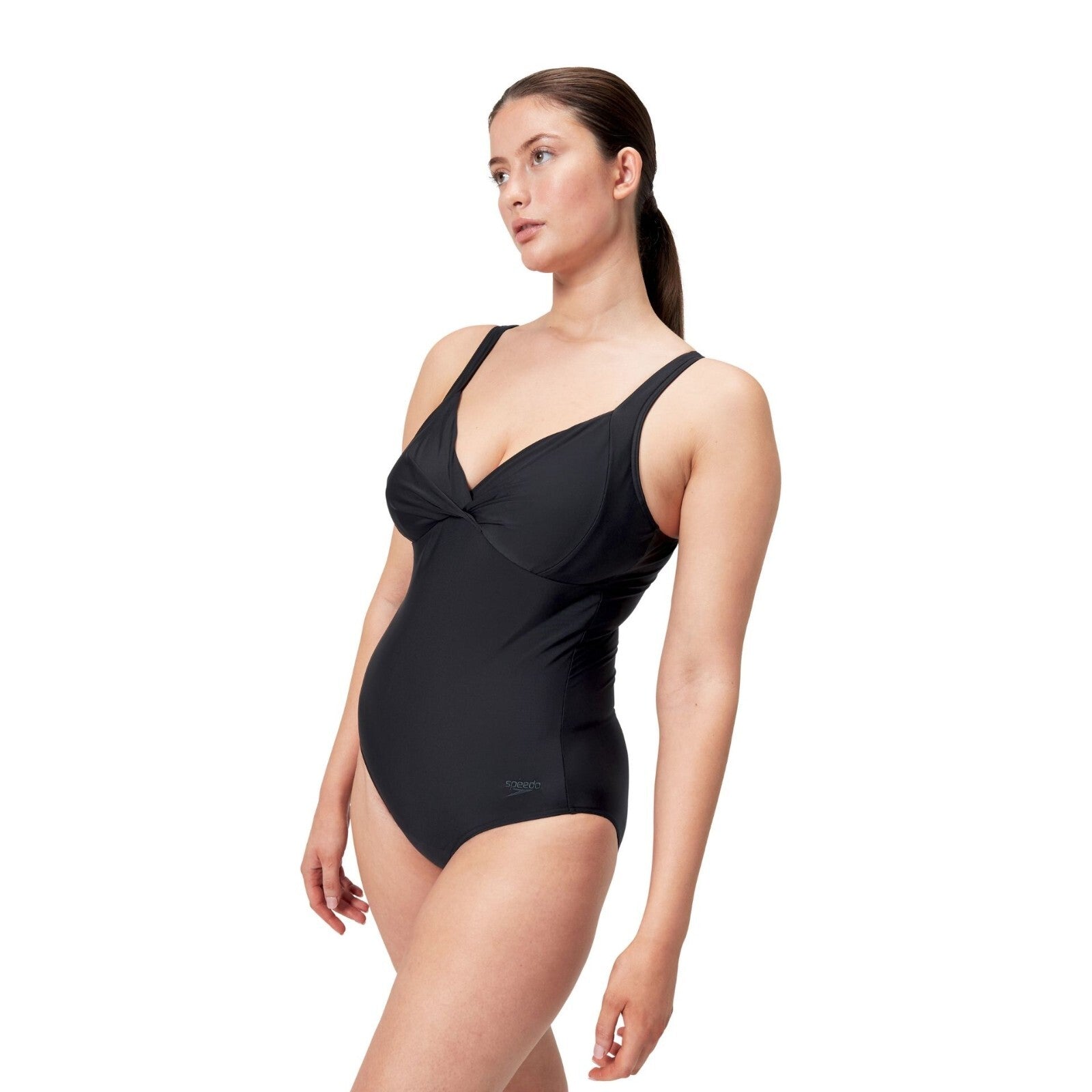 Speedo Women's Shaping Cross Knot Swimsuit Swimming Costume Swimwear Front BNWT