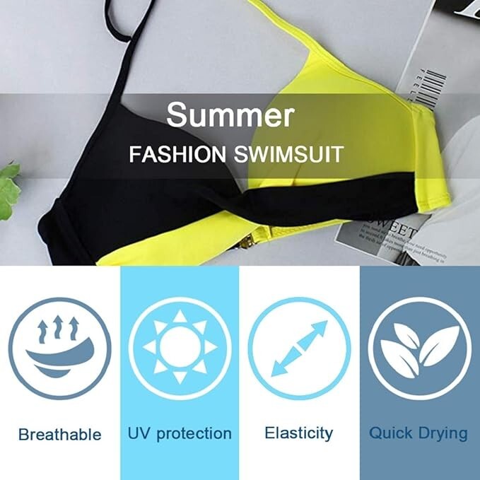 CheChury Women's Padded Push-Up Bikini Swimsuit Swimming Costume BNWT