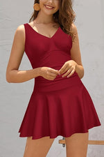 Shekini Women's V-Neck Swim Dress Swimsuit Swimming Costume Ruched Skirt BNWT