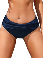 Shekini Women's Ruched Bikini Bottom Swimsuit Swimming Costume Medium Waist BNWT