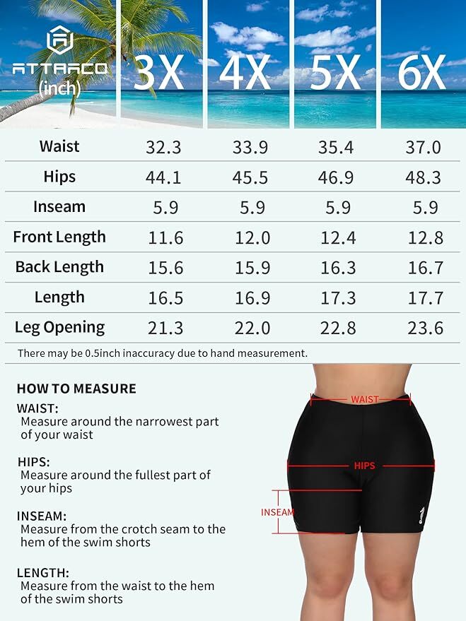 Attraco Women's High Waisted Swim Shorts Swimsuit Swimming Costume Plus BNWT