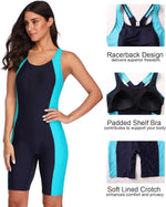Attraco Women's Boyleg Legsuit Racerback Swimsuit Swimming Costume Kneeskin BNWT