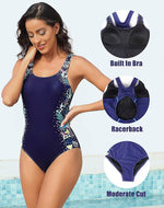 Attraco Women's Padded Colour Block Racerback Swimsuit Swimming Costume BNWT