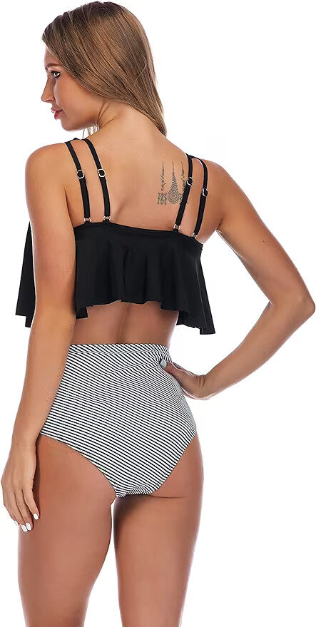 RXRXCOCO Women's Padded Tankini High Waist Swimsuit Swimming Costume BNWT