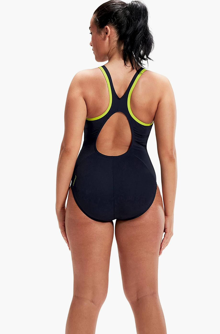 Speedo Women's Boom Logo Splice Muscleback Swimsuit Swimming Costume Lime BNWT