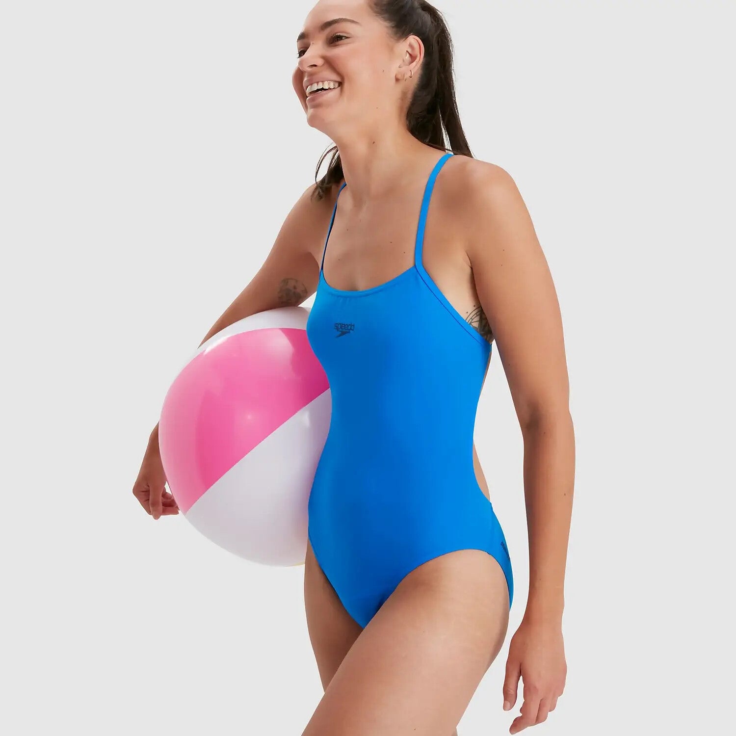 Speedo Women's Eco Endurance+ Thinstrap Swimsuit Swimming Costume Blue BNWT