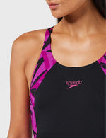 Speedo Women's Hyperboom Splice Legsuit Swimming Costume Swimsuit Pink BNWT