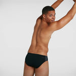 Speedo Men's Boom Logo Splice 7cm Brief Swimming Costume Swimsuit Black BNWT