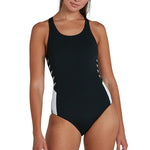 Speedo Women's Boom Logo Splice Muscleback Swimsuit Swimming Costume White BNWT