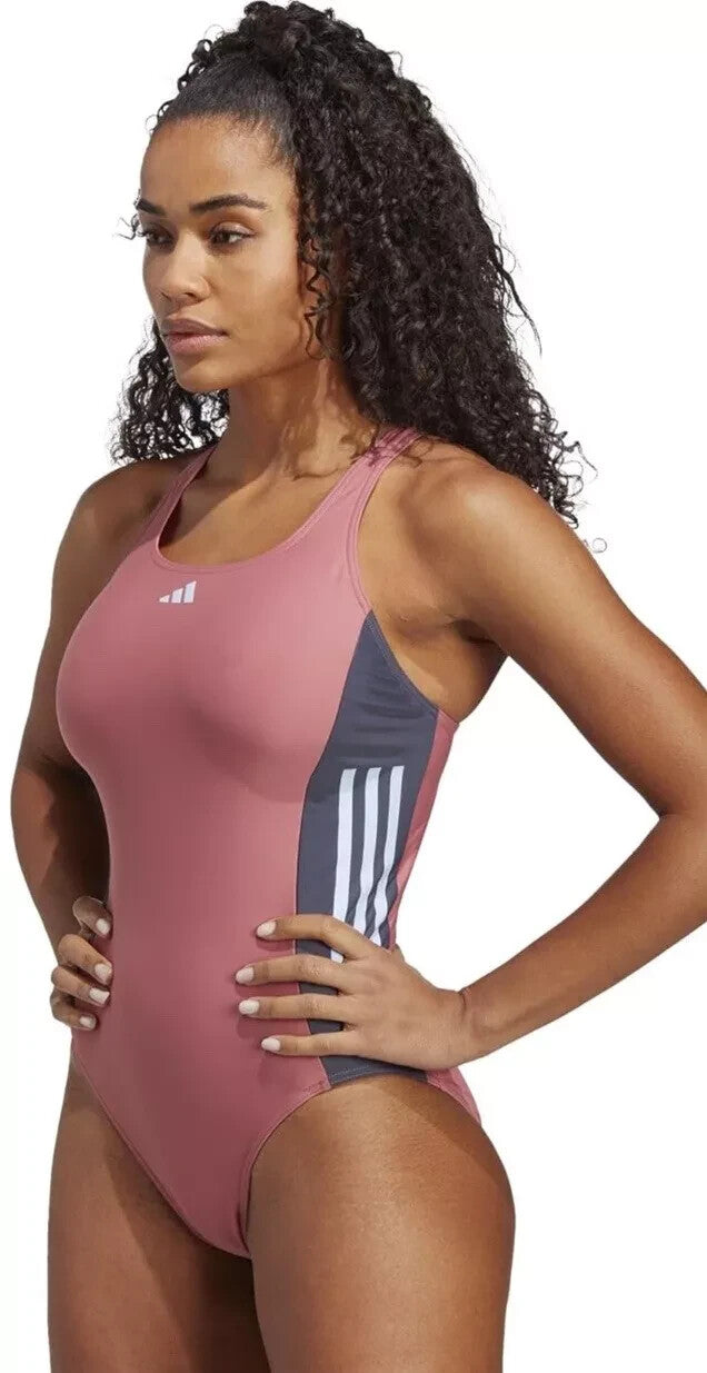 Adidas Women's 3-Stripes Colorblock Swimsuit Swimming Costume HR4364 BNWT