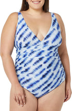 Amazon Essentials Women's Plunge Shaping Swimsuit Swimming Costume Blue BNWT