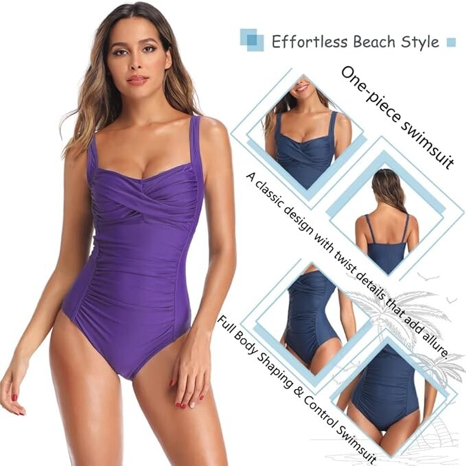 Joweechy Women's Twist Ruched Tummy Control Swimsuit Swimming Costume Swimwear