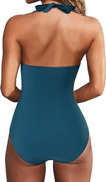 RXRXCOCO Women's Halter High Waist Tummy Control Swimsuit Swimming Costume BNWT