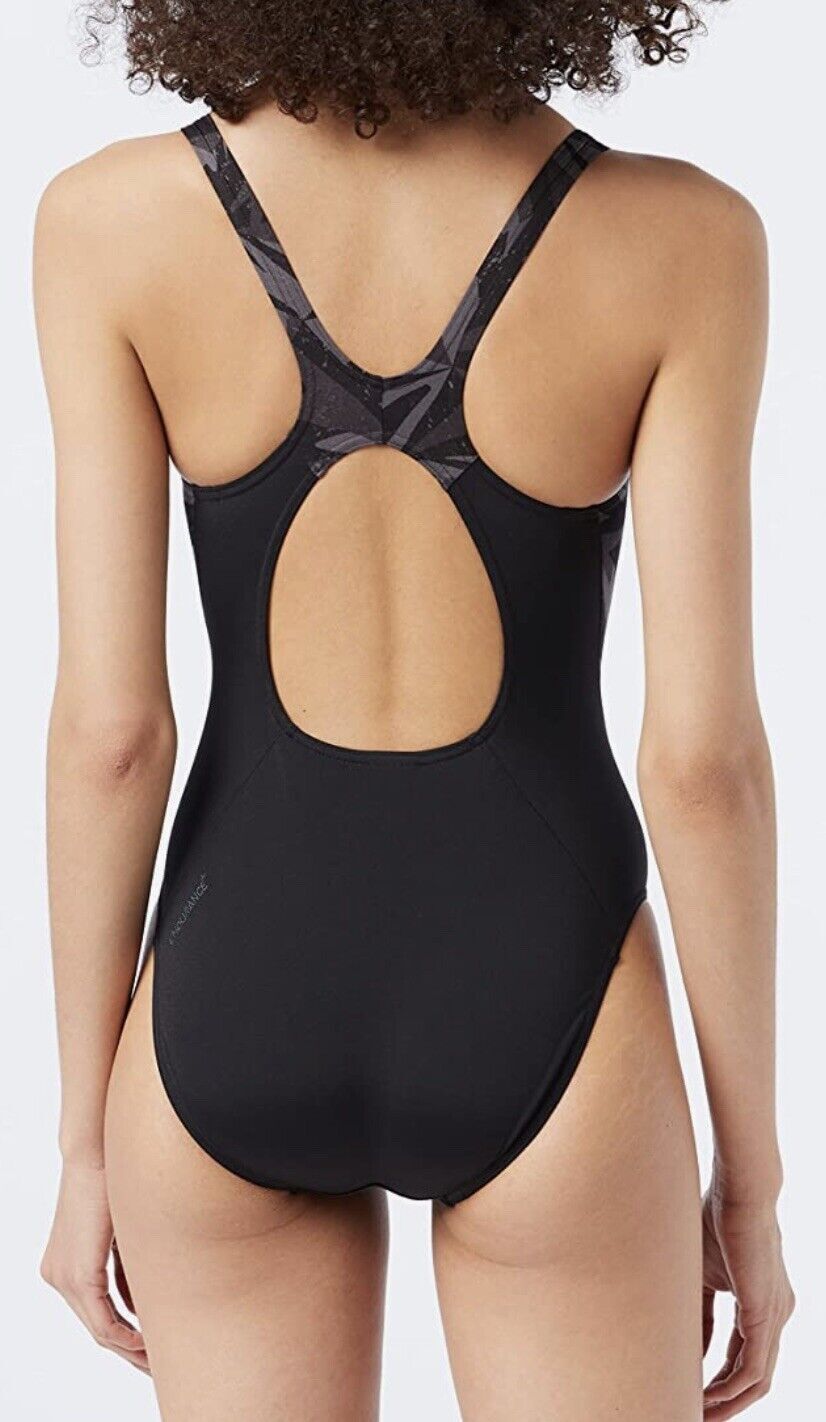 Speedo Women's Hyperboom Splice Muscleback Swimsuit Swimming Costume Black BNWT