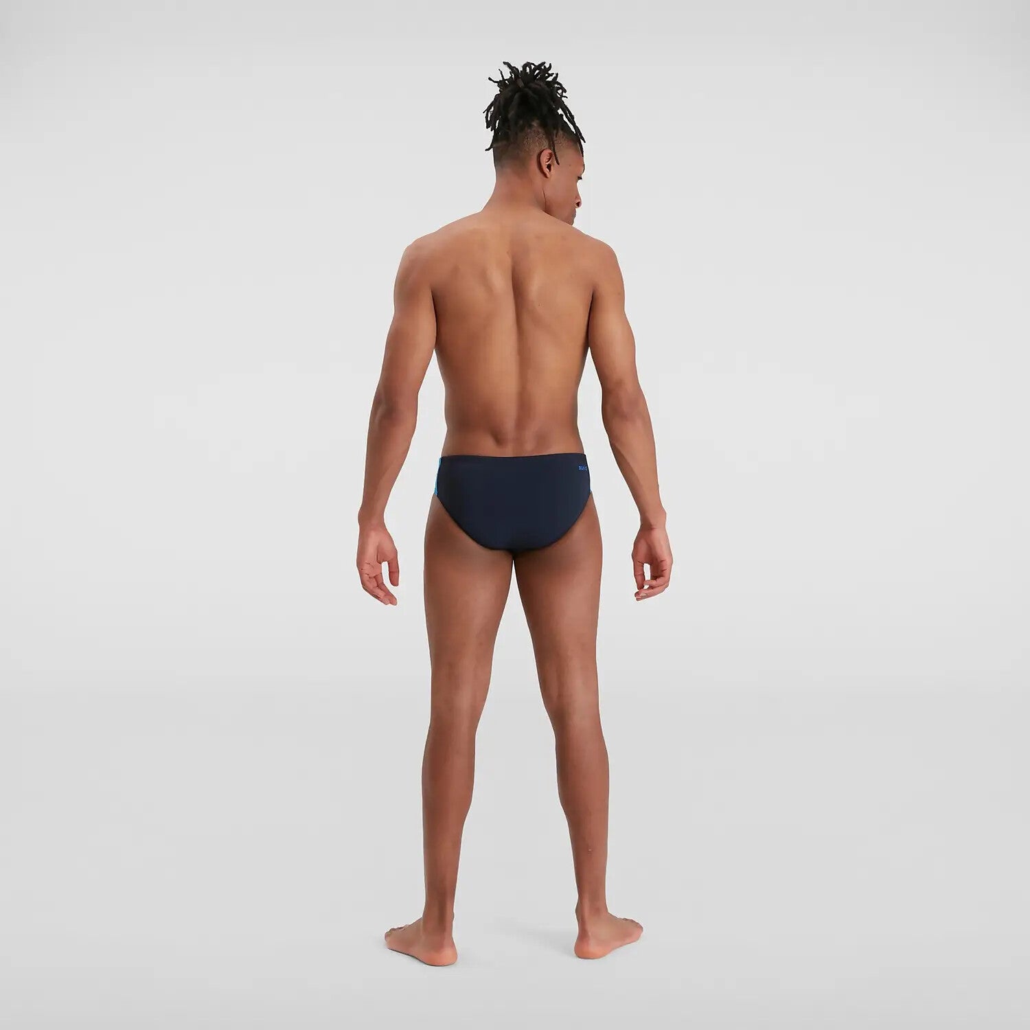 Speedo Men's Boom Logo Splice 7cm Brief Swimming Costume Swimsuit Navy BNWT