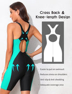 Attraco Women's Boyleg Legsuit Racerback Swimsuit Swimming Costume Kneeskin BNWT