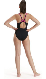 Speedo Women's Hyperboom Splice Muscleback Swimsuit Swimming Costume Black BNWT