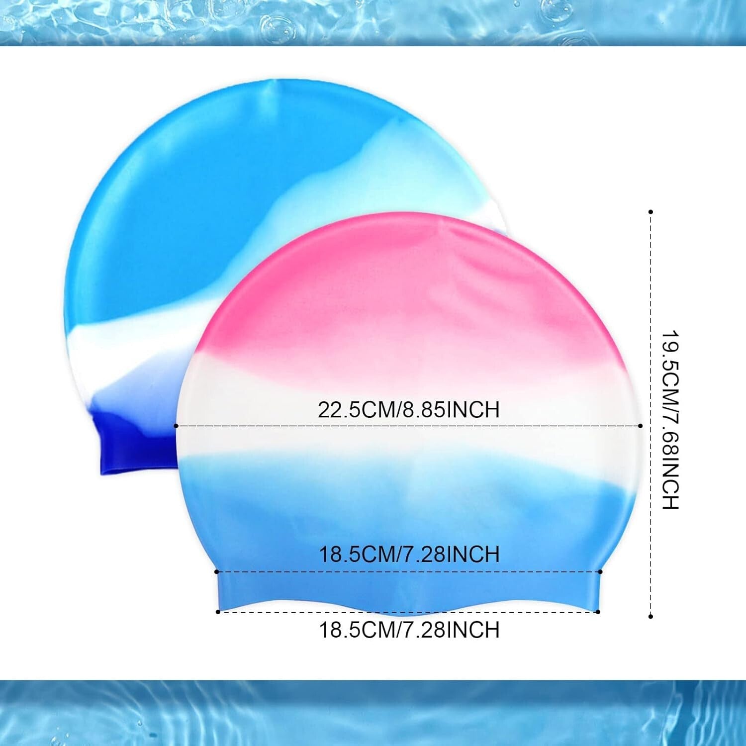 TSHAOUN 2 Pack Classic Silicone Swim Cap Swimming Hat Adults Men Women BNWT