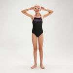 Speedo Girls Logo Thinstrap Muscleback Junior Swimsuit Swimming Costume BNWT