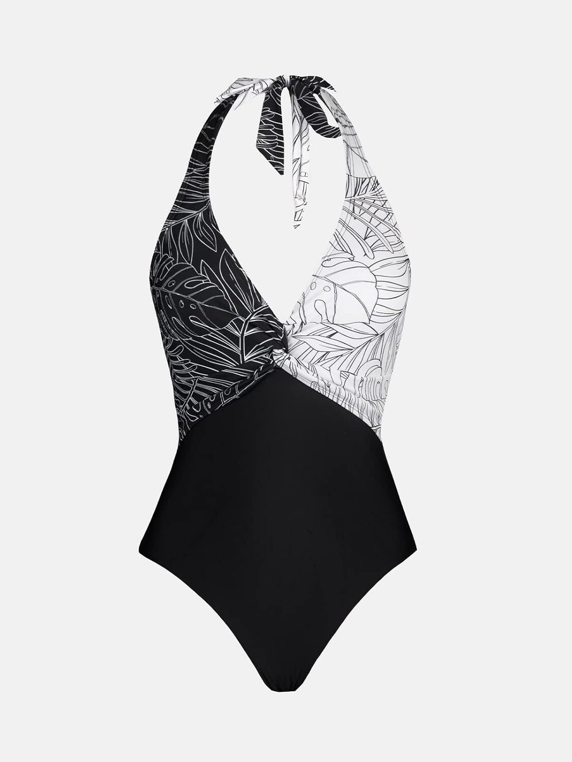 Cupshe Women's Halter Twist Front Tropical Print Swimsuit Swimming Costume BNWT
