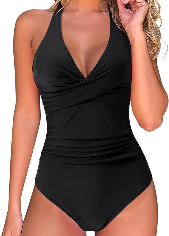 RXRXCOCO Women's Halter High Waist Tummy Control Swimsuit Swimming Costume BNWT