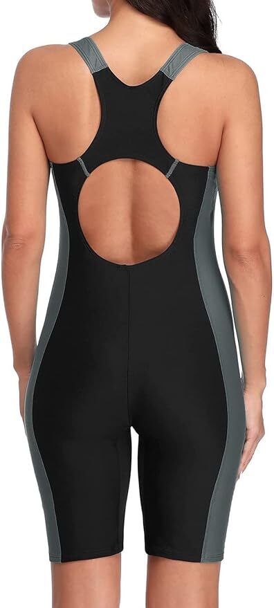 Attraco Women's Boyleg Legsuit Racerback Swimsuit Swimming Costume Kneeskin BNWT